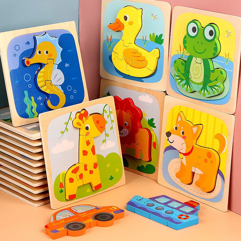 Puzzle Montessori din Lemn pentru Copii, Flippy, 3D, 0-3 Ani, Model Ratusca, Educativ, Intuitiv, Creativ, 5 Piese, 15x15x0.5 cm, Multicolor [14]