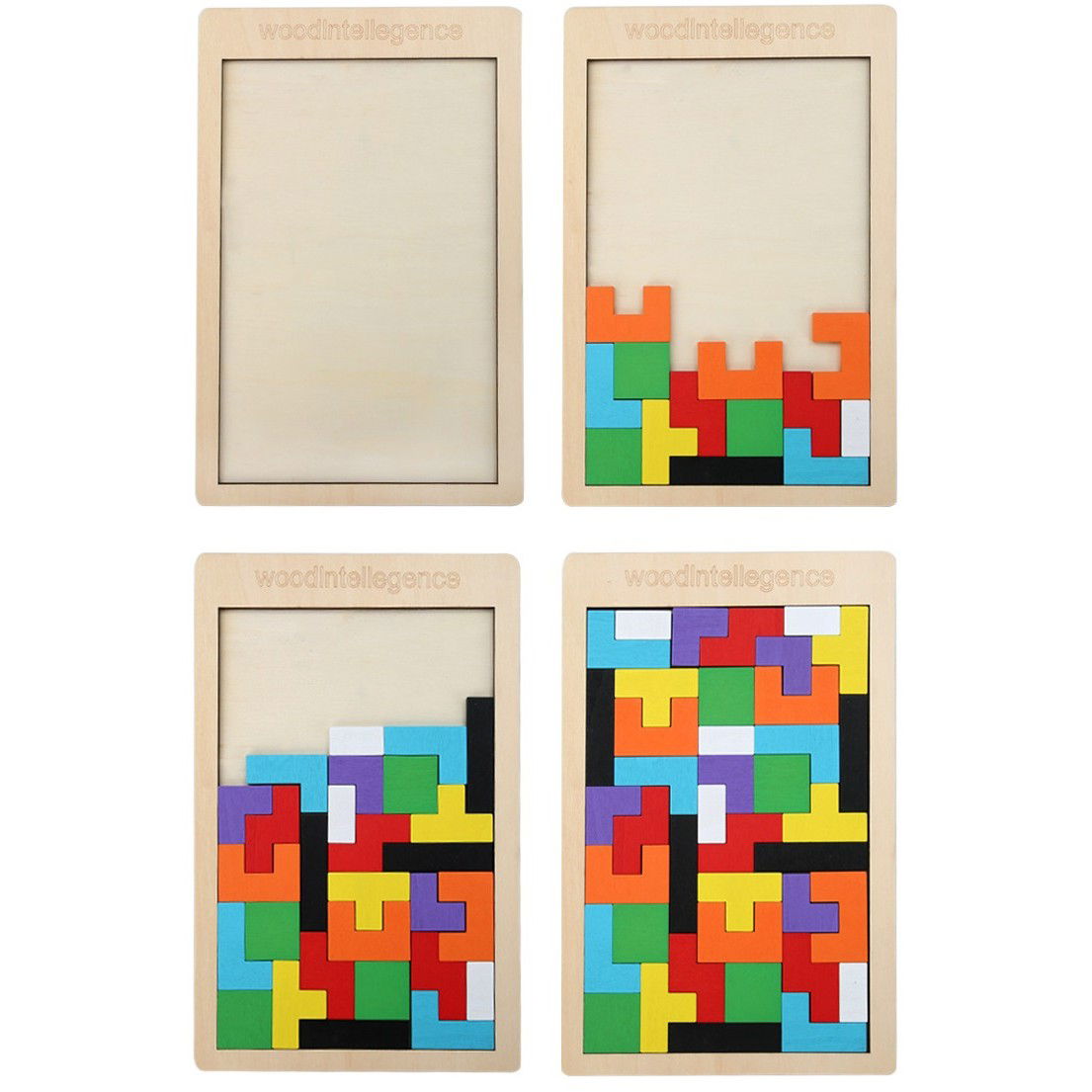 Puzzle Montessori, Flippy, din Lemn, Tip Tetris, +36 Luni, Forme Neregulate, 40 Piese, 26.5 x 17.7 cm, Multicolor [4]