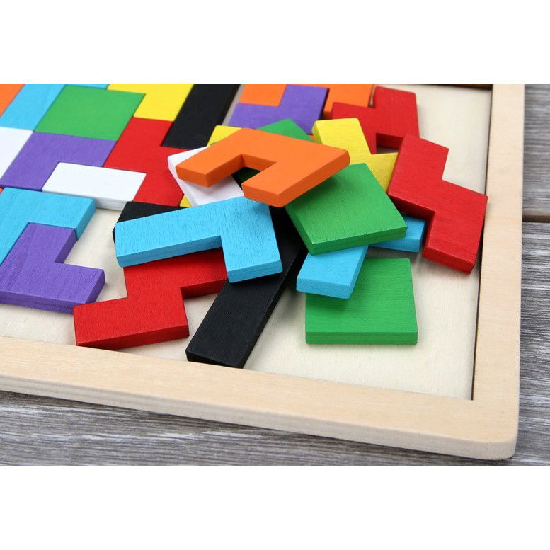 Puzzle Montessori, Flippy, din Lemn, Tip Tetris, +36 Luni, Forme Neregulate, 40 Piese, 26.5 x 17.7 cm, Multicolor [5]