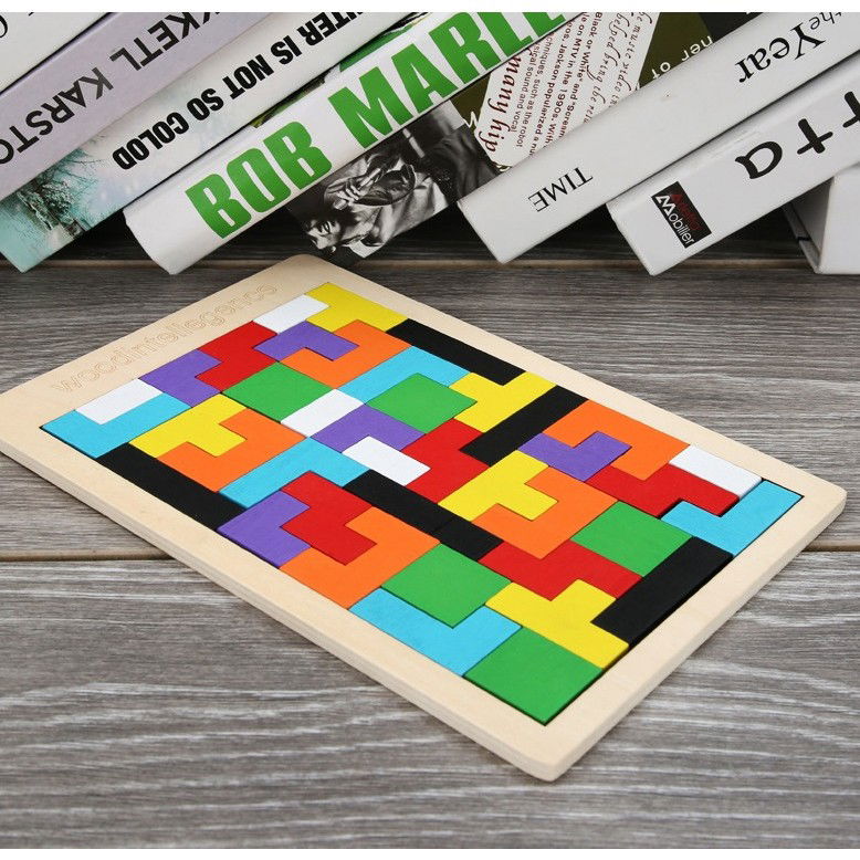Puzzle Montessori, Flippy, din Lemn, Tip Tetris, +36 Luni, Forme Neregulate, 40 Piese, 26.5 x 17.7 cm, Multicolor [6]