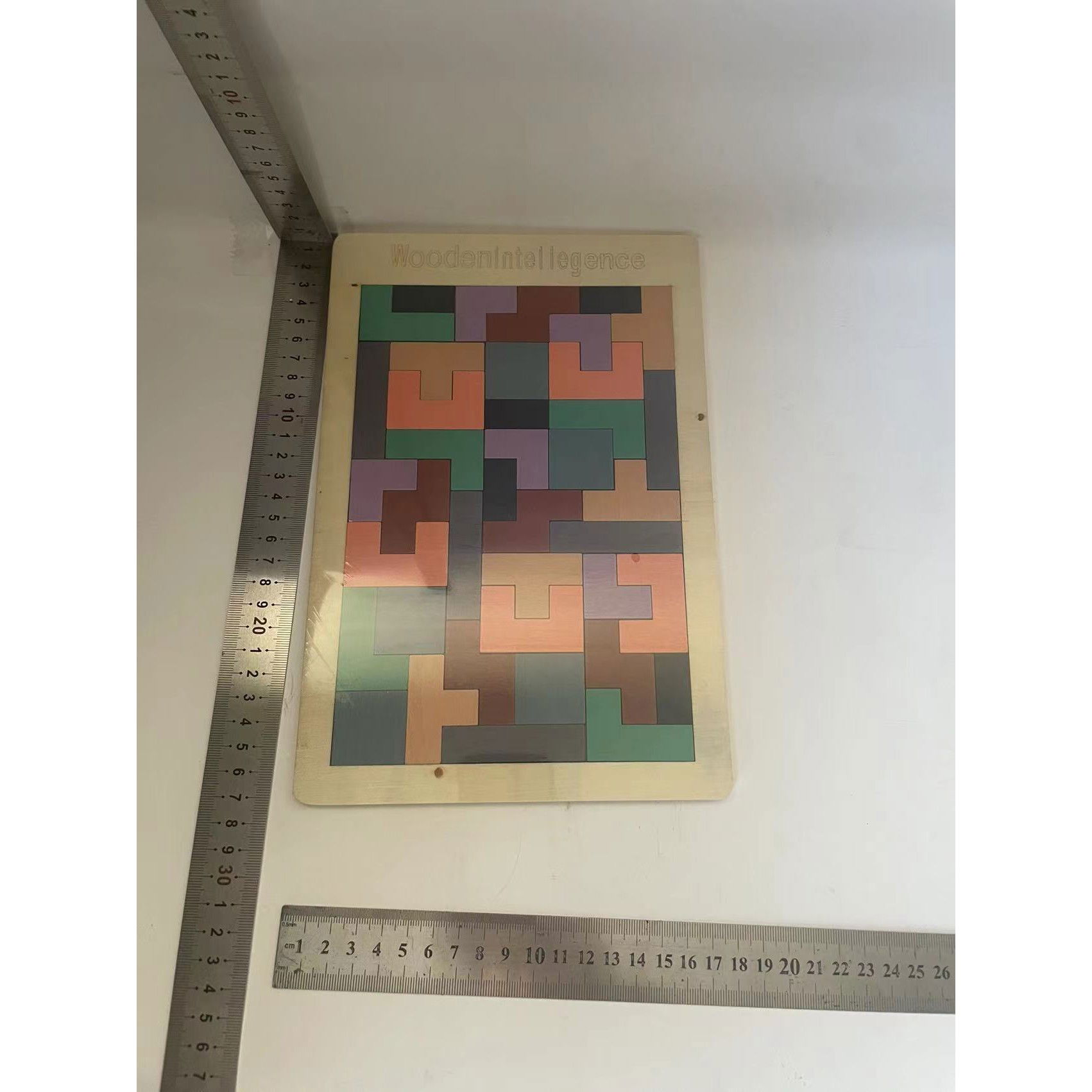 Puzzle Montessori, Flippy, din Lemn, Tip Tetris, +36 Luni, Forme Neregulate, 40 Piese, 26.5 x 17.7 cm, Multicolor Pastelat [5]