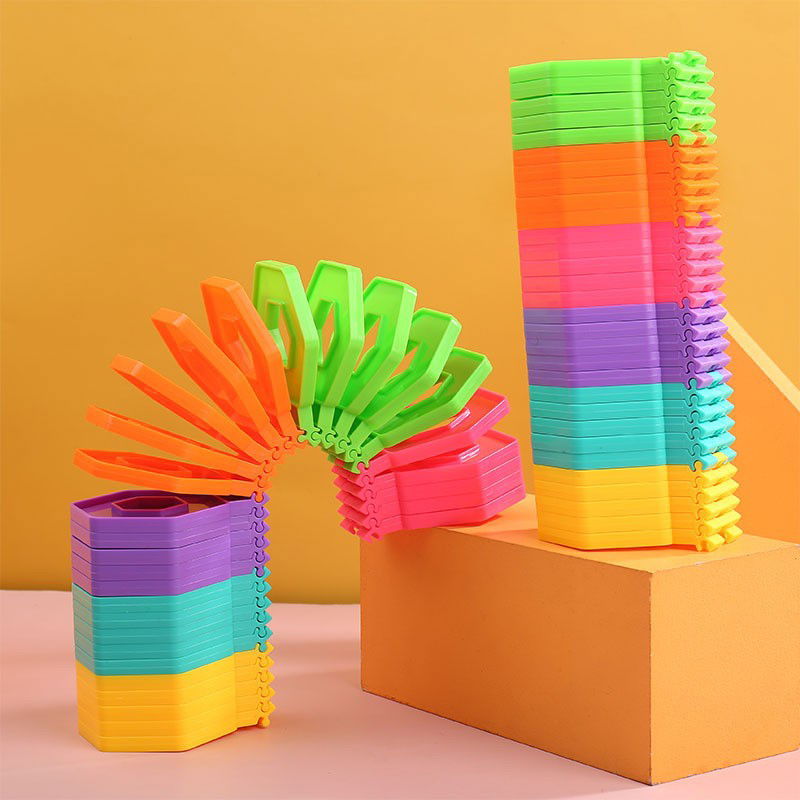 Puzzle pentru copii, Flippy, fidget loop, functie stivuire, bucle, decompresie, curcubeu, 20 cm [1]