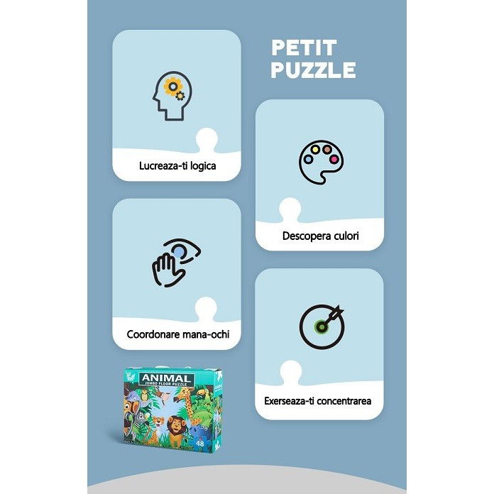 Puzzle pentru copii, jungla cu animale, 48 de piese [1]
