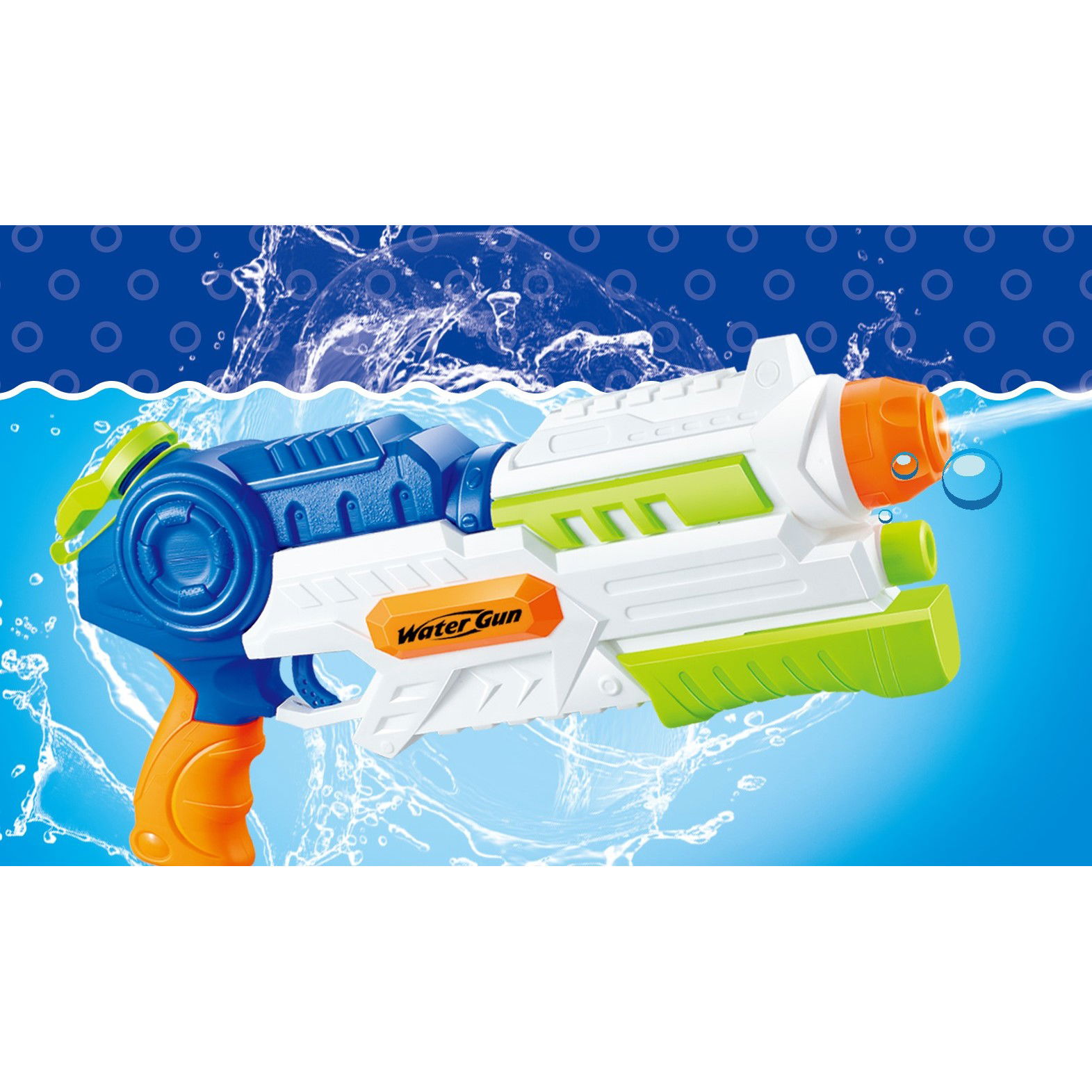 Pistoale cu apa - Pistol cu Apa pentru Copii, Rezervor, Pentru Piscina/Plaja, Flippy, 6ani+, Albastru/Multicolor, 1000ML