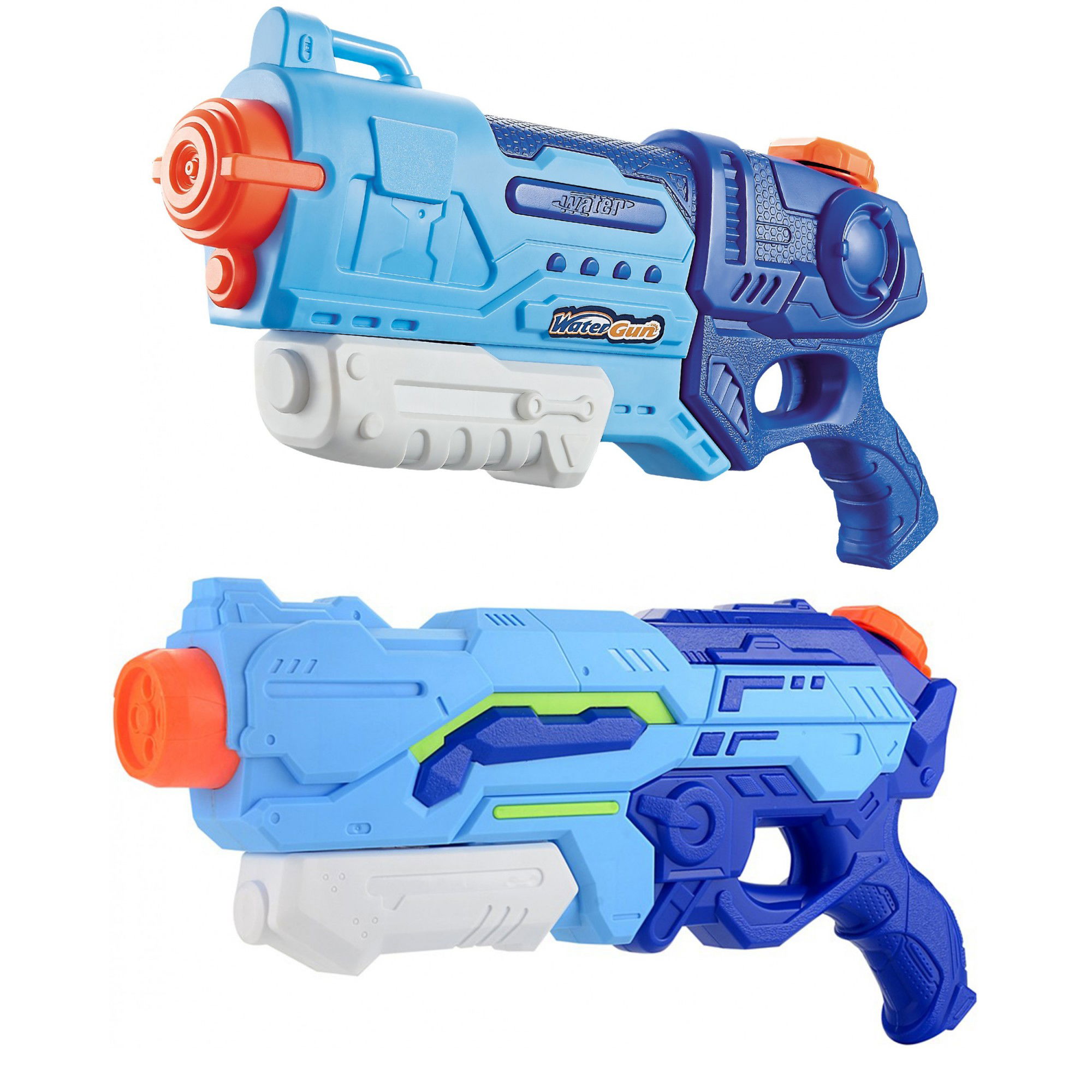 Pistoale cu apa - Set 2x Pistol cu Apa pentru Copii, Rezervor, Pentru Piscina/Plaja, Flippy, 6ani+, Albastru, 1200 ML + 900 ML