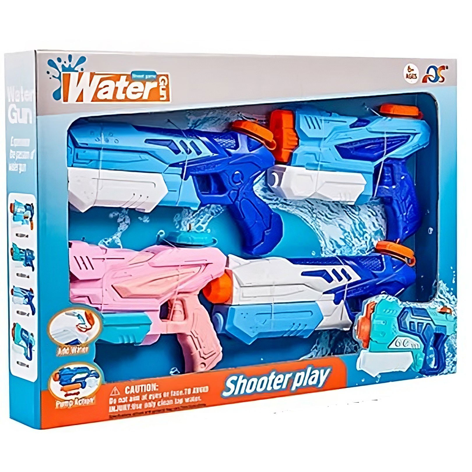 Set 4x Pistol cu Apa pentru Copii, Flippy, 6ani+, Albastru+Roz, 300 ML [1]