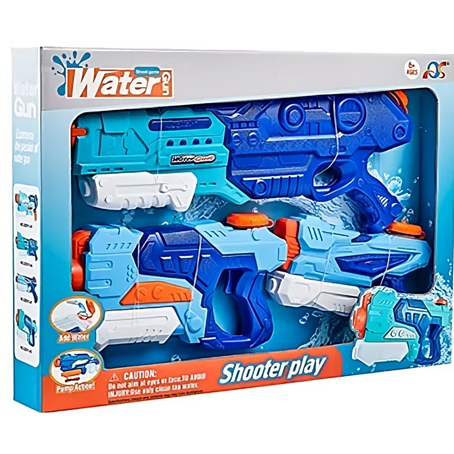 Pistoale cu apa - Set 3x Pistol cu Apa pentru Copii, Flippy, 6ani+, Albastru, 1x 1500 ML + 1x 500 ML + 1x 300 ML