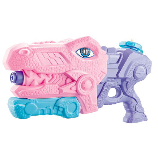 Pistoale cu apa - Pistol cu Apa pentru Copii, Rezervor, Pentru Piscina/Plaja, Flippy, 6ani+, Tiranozaur, 3 duze, Roz, 660ML