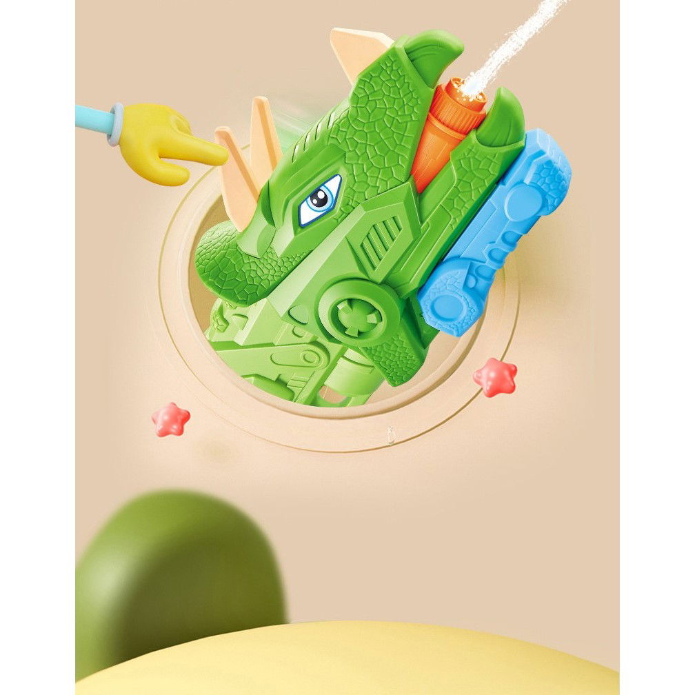 Pistol cu Apa pentru Copii, Rezervor, Pentru Piscina/Plaja, Flippy, 6ani+, Triceratops, 3 duze, Verde, 1330ML [5]