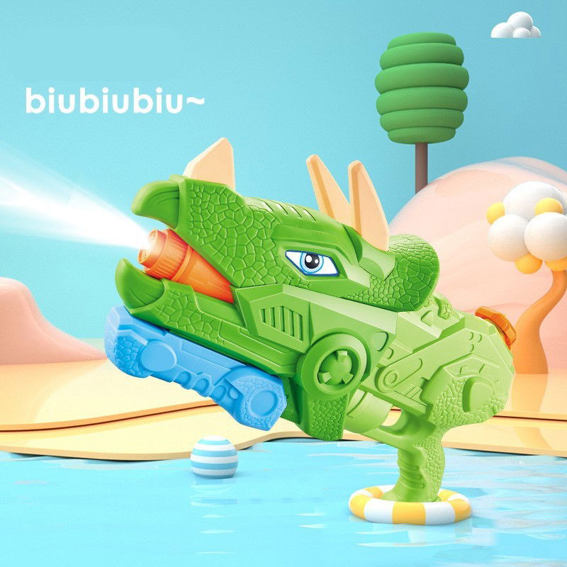 Pistol cu Apa pentru Copii, Rezervor, Pentru Piscina/Plaja, Flippy, 6ani+, Triceratops, 3 duze, Verde, 1330ML [7]