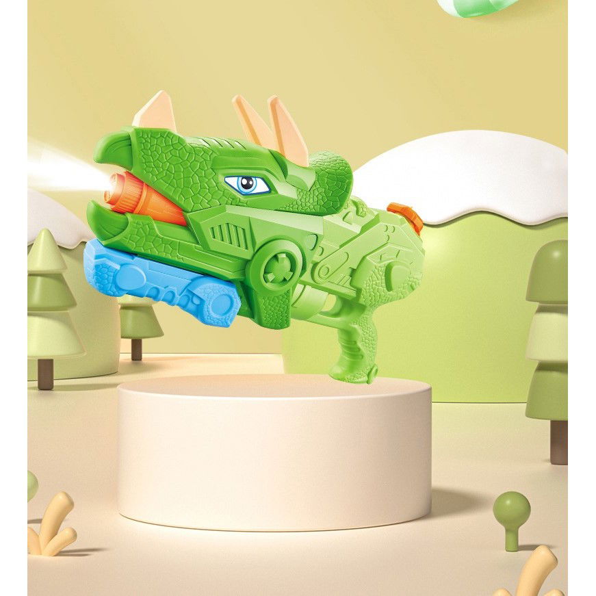 Pistol cu Apa pentru Copii, Rezervor, Pentru Piscina/Plaja, Flippy, 6ani+, Triceratops, 3 duze, Verde, 1330ML [6]