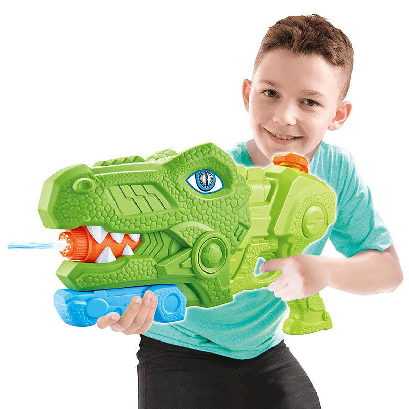 Pistoale cu apa - Pistol cu Apa pentru Copii, Rezervor, Pentru Piscina/Plaja, Flippy, 6ani+, Tiranozaur, 3 duze, Verde, 1440ML