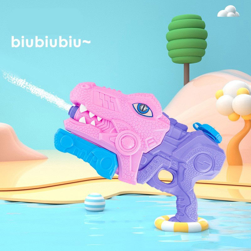 Set 2x Pistol cu Apa pentru Copii, Rezervor, Pentru Piscina/Plaja, Flippy, 6ani+, Tiranozaur, Roz + Verde,660 ML [10]