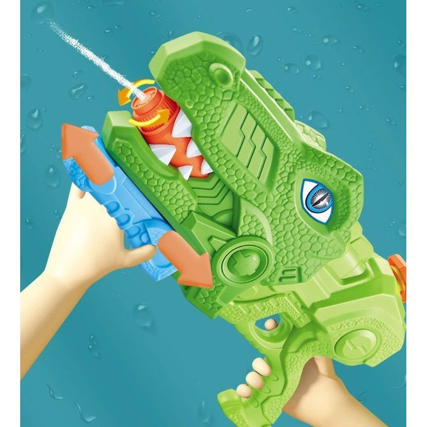 Set 2x Pistol cu Apa pentru Copii, Rezervor, Pentru Piscina/Plaja, Flippy, 6ani+, Tiranozaur, Roz + Verde,660 ML [4]