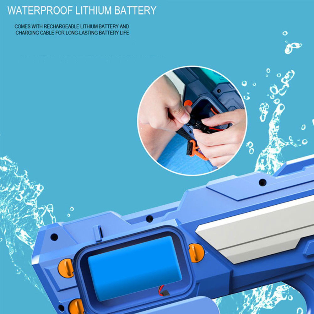 Pistol cu Apa pentru Copii, Rezervor 600ml, Flippy, 14ani+, cu baterie 1200mAh, Electric Burst, Albastru/Alb, 1000ML [3]