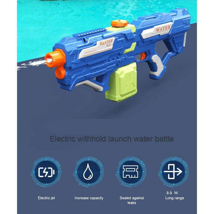 Pistol cu Apa pentru Copii, Rezervor 600ml, Flippy, 14ani+, cu baterie 1500mAh, Electric Burst, Albastru/Verde, 800ML [4]