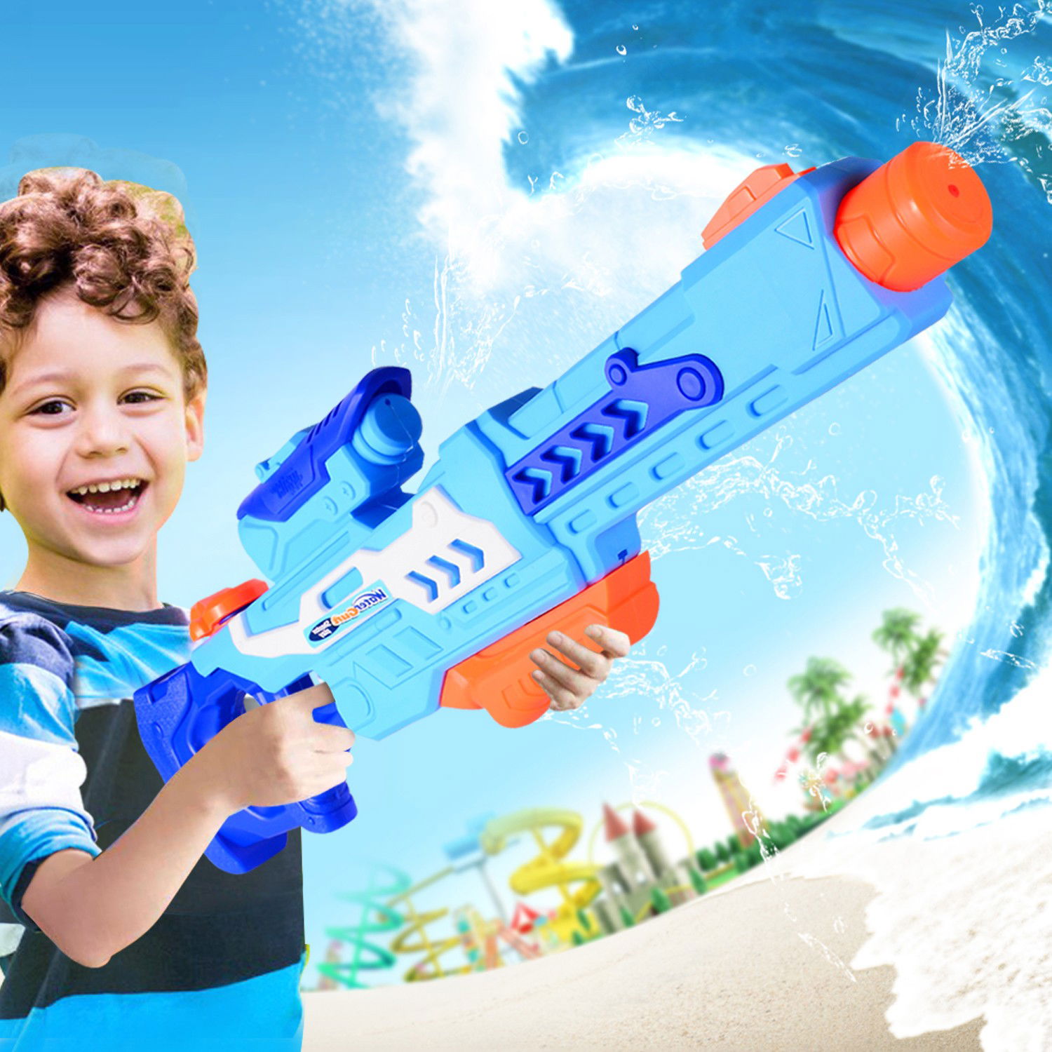 Pistol cu Apa pentru Copii, Rezervor, Pentru Piscina/Plaja, Flippy, 6ani+, Albastru, 1200ML [3]