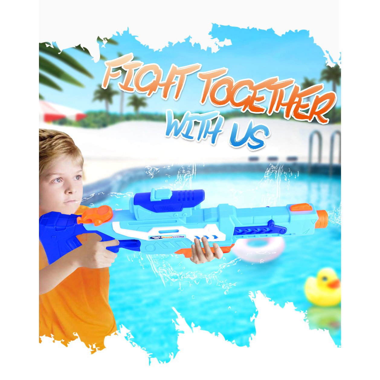 Pistol cu Apa pentru Copii, Rezervor, Pentru Piscina/Plaja, Flippy, 6ani+, Albastru, 1200ML [4]