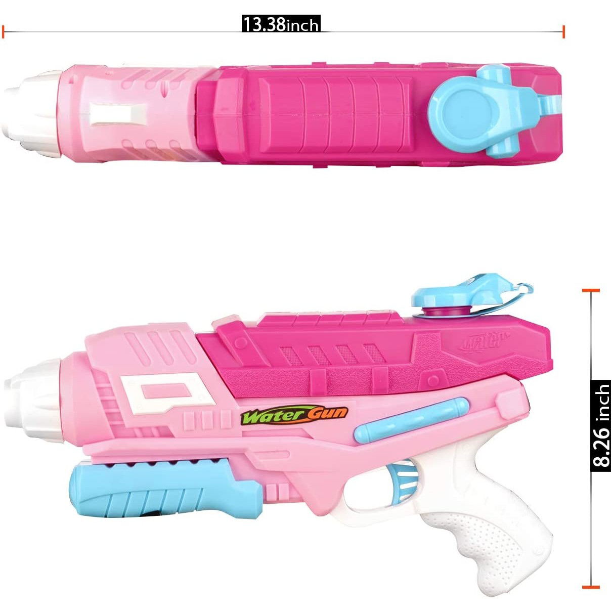 Pistoale cu apa - Set 2x Pistol cu Apa pentru Copii, Rezervor, Pentru Piscina/Plaja, Flippy, 6ani+, Roz + Albastru, 600 ML