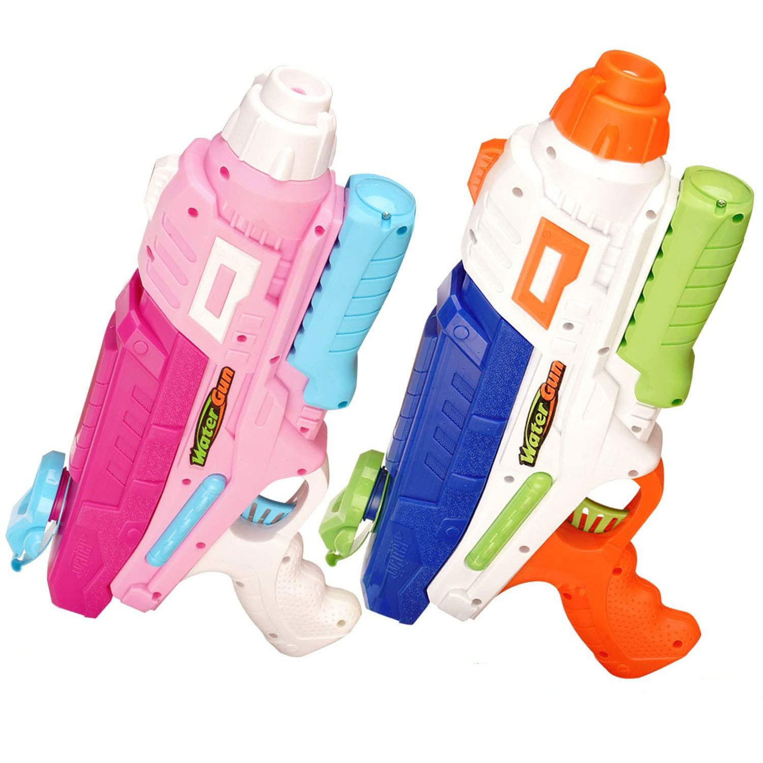 Pistoale cu apa - Set 2x Pistol cu Apa pentru Copii, Rezervor, Pentru Piscina/Plaja, Flippy, 6ani+, Roz + Albastru, 600 ML