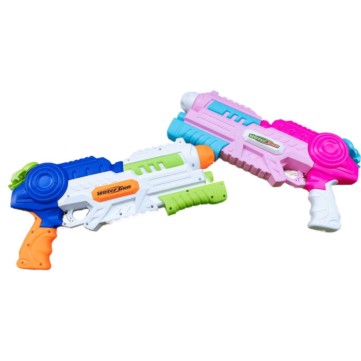 Pistoale cu apa - Set 2x Pistol cu Apa pentru Copii, Rezervor, Pentru Piscina/Plaja, Flippy, 6ani+, Roz + Albastru, 1000 ML