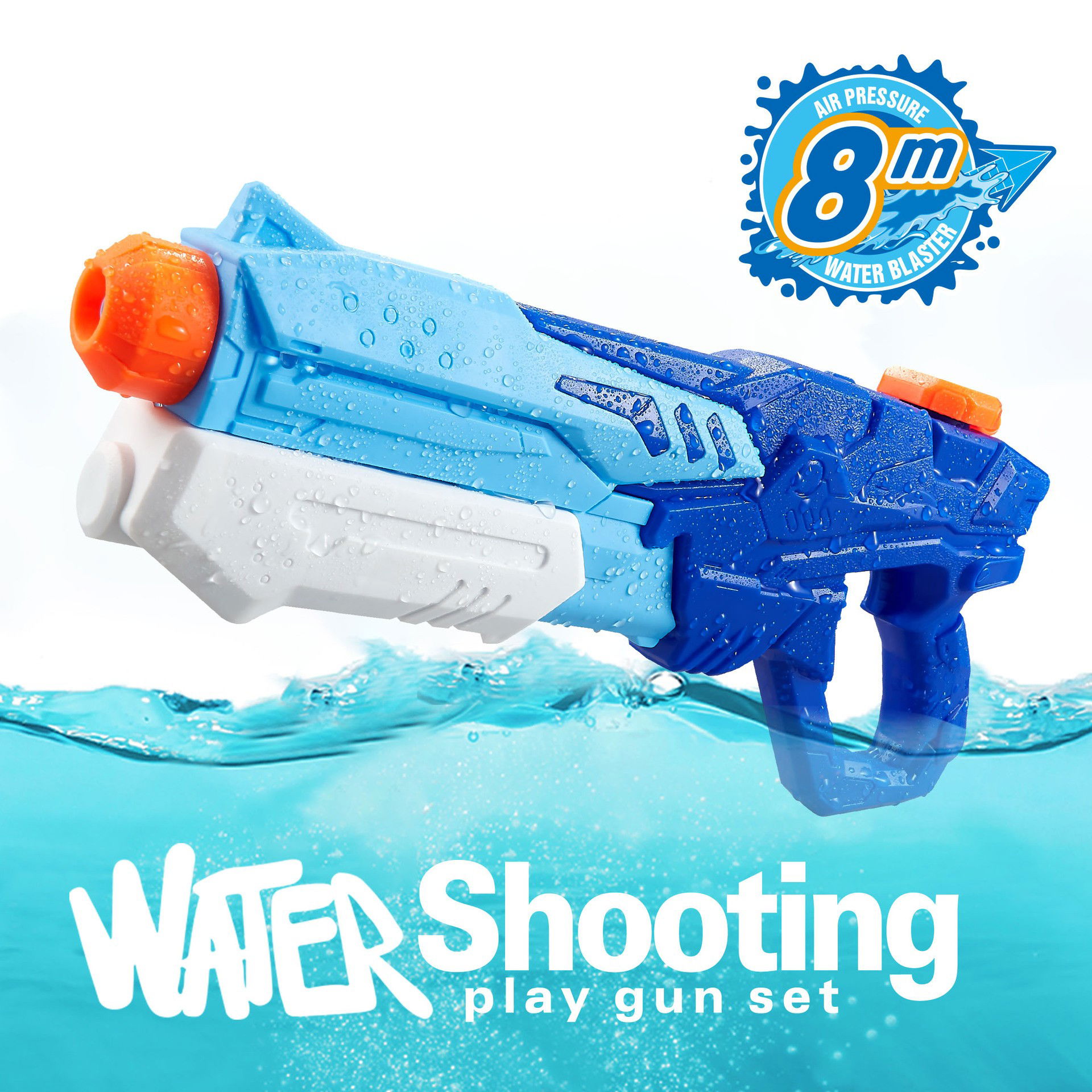 Pistol cu Apa pentru Copii, Rezervor, Pentru Piscina/Plaja, Flippy, 6ani+, Albastru, 600ML [3]