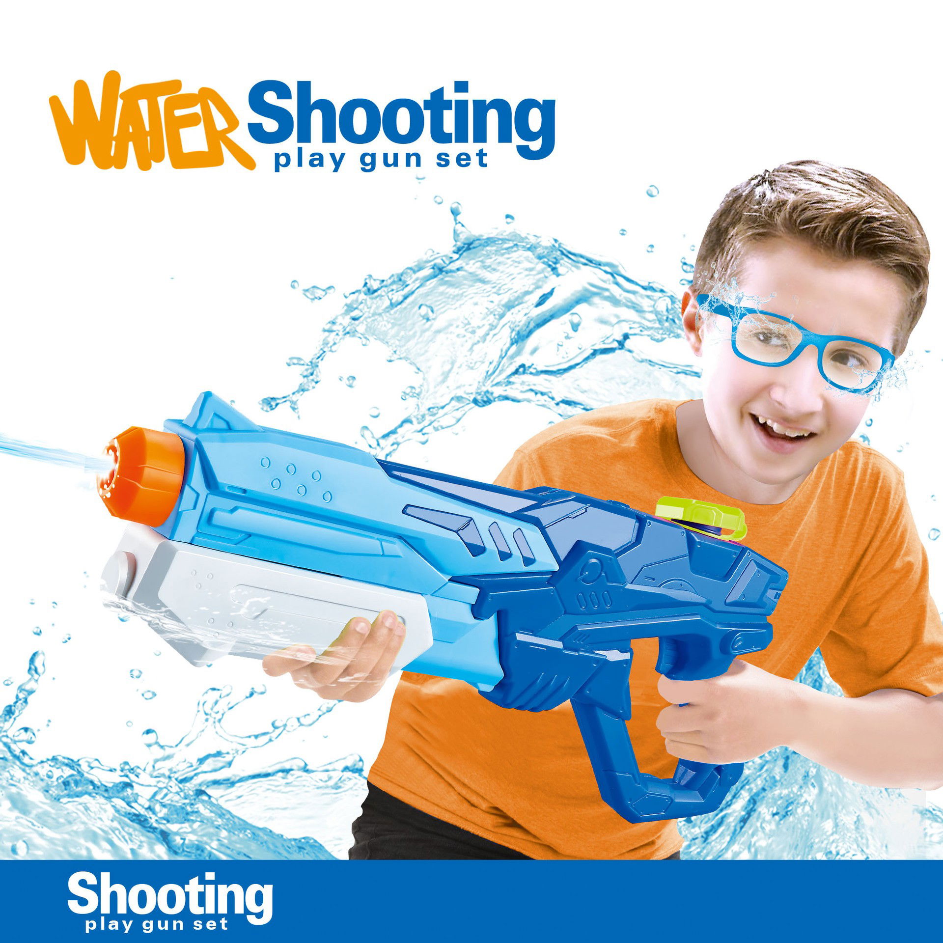 Pistol cu Apa pentru Copii, Rezervor, Pentru Piscina/Plaja, Flippy, 6ani+, Albastru, 600ML [4]