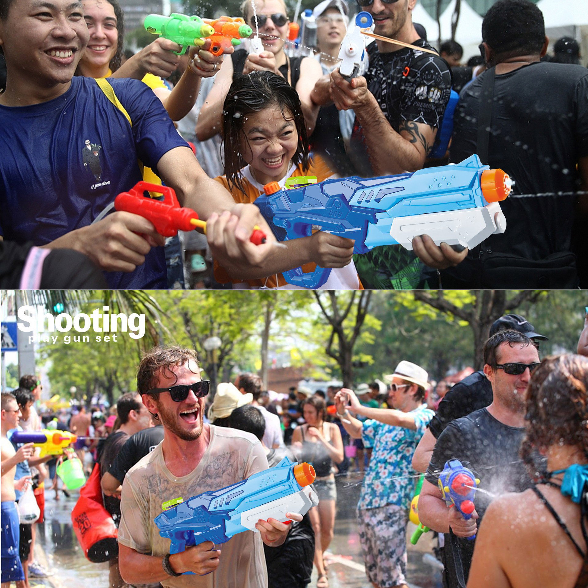 Pistol cu Apa pentru Copii, Rezervor, Pentru Piscina/Plaja, Flippy, 6ani+, Albastru, 600ML [5]