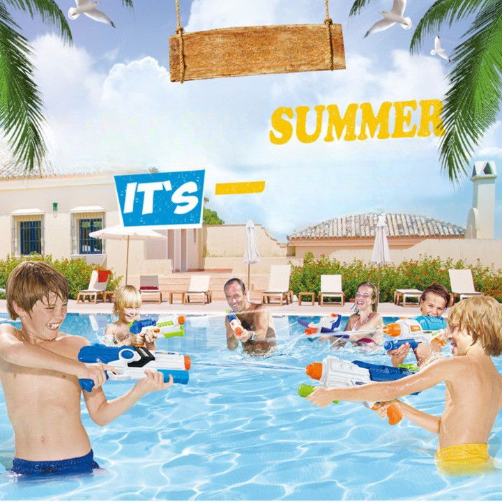 Pistoale cu apa - Pistol cu Apa pentru Copii, Rezervor, Pentru Piscina/Plaja, Flippy, 6ani+, Albastru/Multicolor, 2000ML