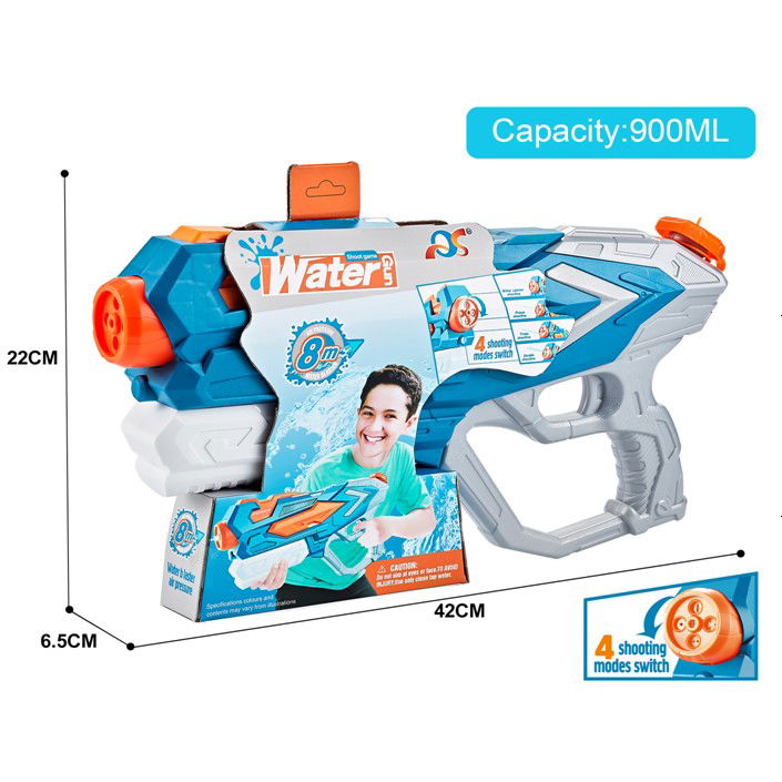 Pistoale cu apa - Pistol cu Apa pentru Copii, Rezervor, Pentru Piscina/Plaja, Flippy, 6ani+, Albastru, 4 duze, 900ML