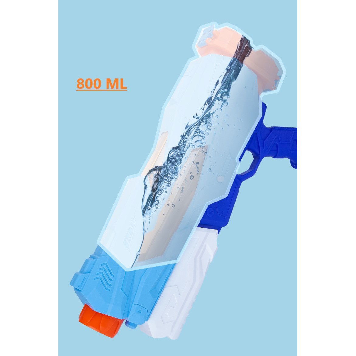 Pistol cu Apa pentru Copii, Rezervor, Pentru Piscina/Plaja, Flippy, 6ani+, 5 duze, Quick Fill, Albastru, 800ML [5]