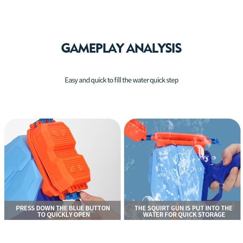 Pistol cu Apa pentru Copii, Rezervor, Pentru Piscina/Plaja, Flippy, 6ani+, Quick Fill, Albastru, 600ML [4]