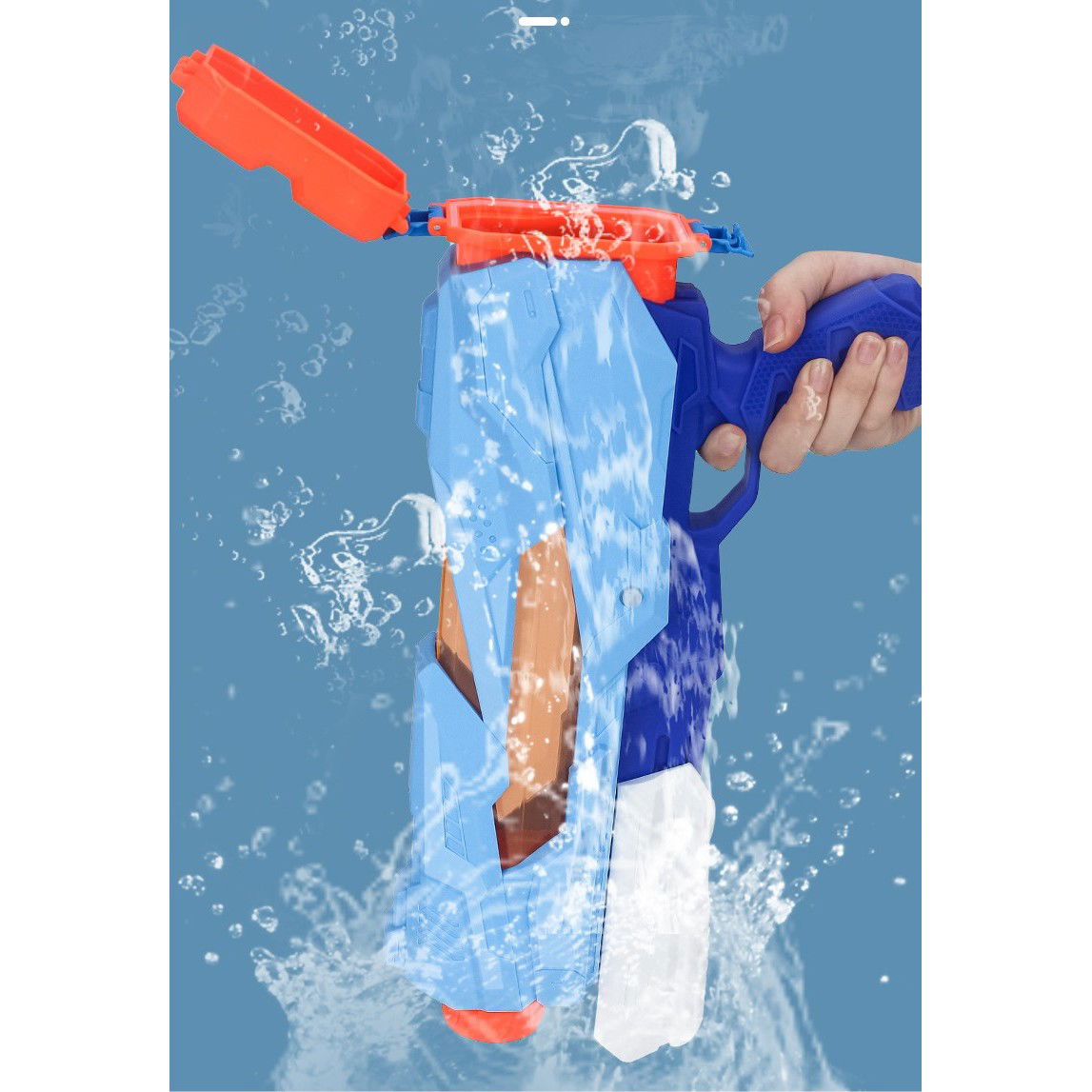 Pistol cu Apa pentru Copii, Rezervor, Pentru Piscina/Plaja, Flippy, 6ani+, Quick Fill, Albastru, 600ML [7]