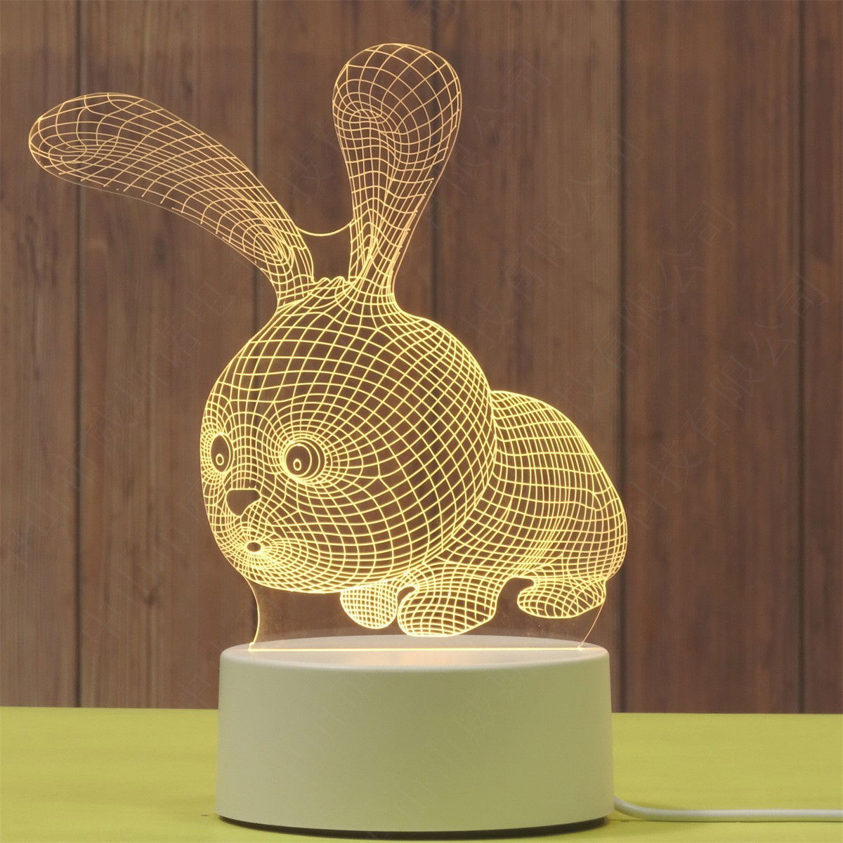 Lampa LED decorativa, Flippy, 3D, Iepure, cu USB si baterii, 20 cm inaltime, din material acril, lumina multicolora si telecomanda inclusa, alb [6]