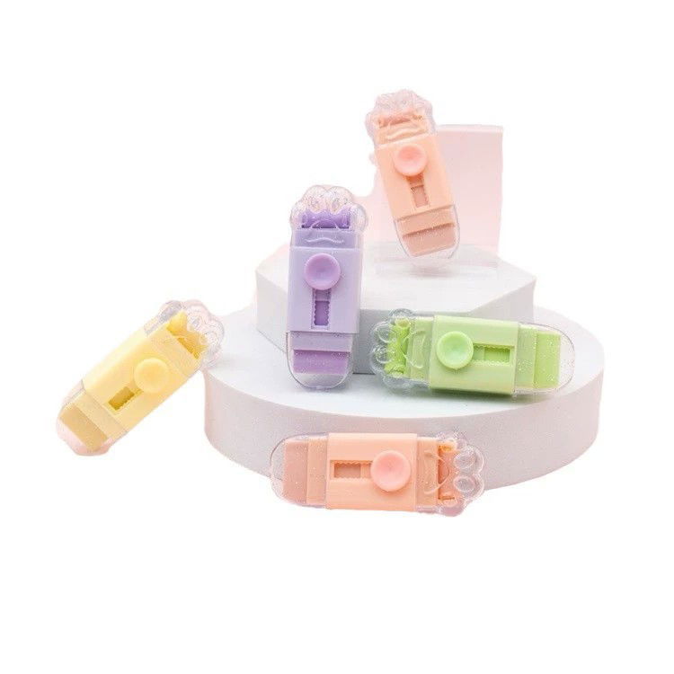 Radiera, Flippy, Model Labuta de Pisica, cu 2 Rezerve, Reglare Pull-Push, din Cauciuc, Galben [4]