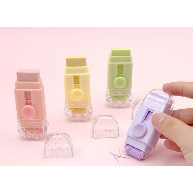 Radiera, Flippy, Model Labuta de Pisica, cu 2 Rezerve, Reglare Pull-Push, din Cauciuc, Mov [3]