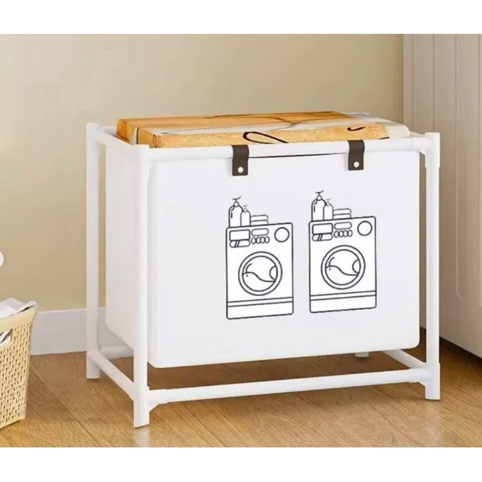 Articole pentru baie - Cos de Rufe, Flippy, 1 Cos, Cadru de Otel Inoxidabil, 97 x 44 x 57 cm, Alb