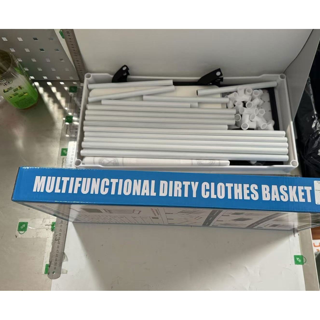 Cos de Rufe, Flippy, 3 Rafturi, 4 Cosuri, Cadru de Otel Inoxidabil, 123x28x57 cm, 123x44x57 cm, Alb [4]