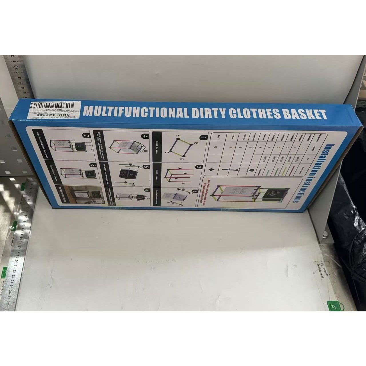 Cos de Rufe, Flippy, cu 2 Etaje, 2 Cosuri, Cadru de Otel Inoxidabil, 97x44x31 cm, Negru [7]