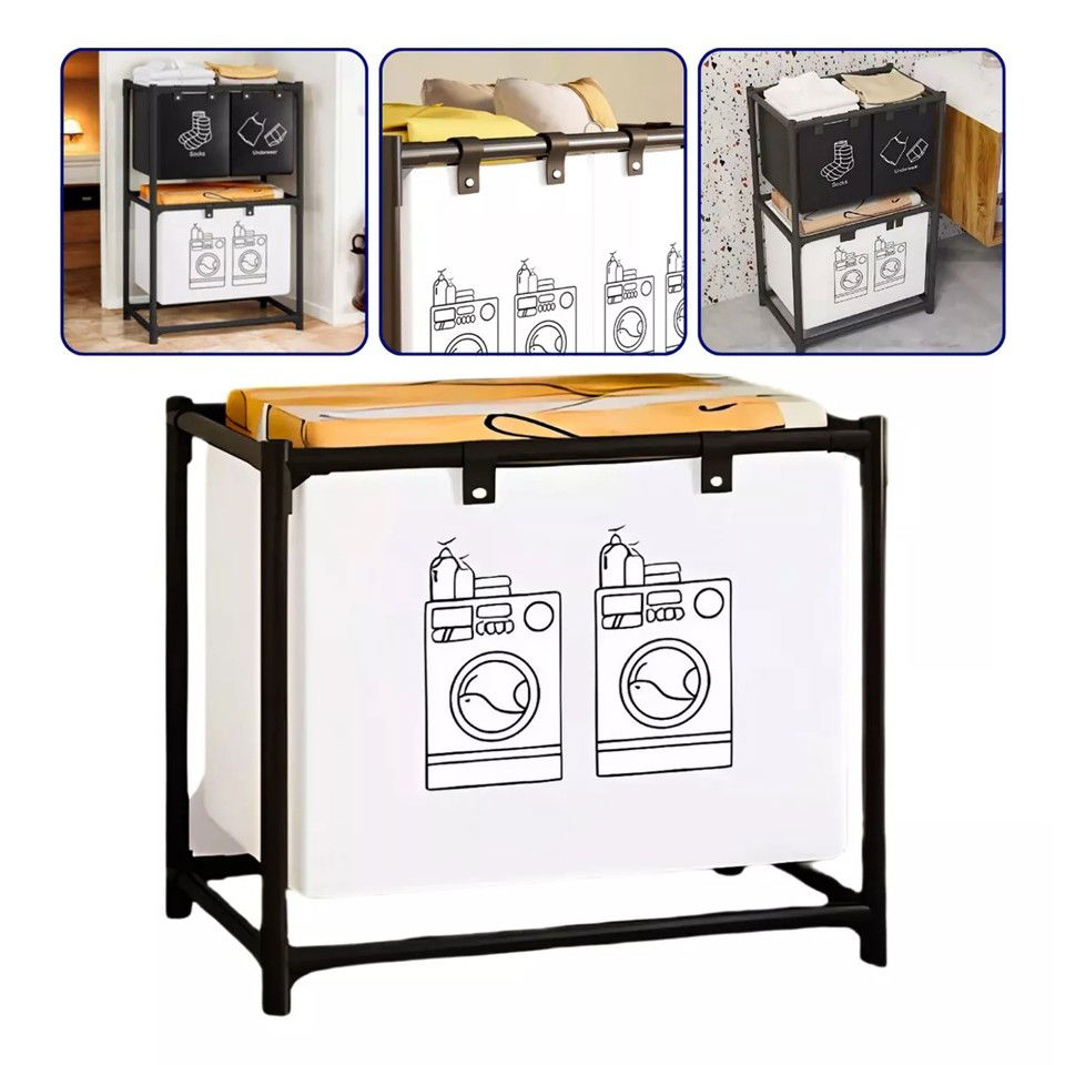 Cos de Rufe, Flippy, 1 Cos, Cadru de Otel Inoxidabil, 97 x 44 x 57 cm, Negru [4]