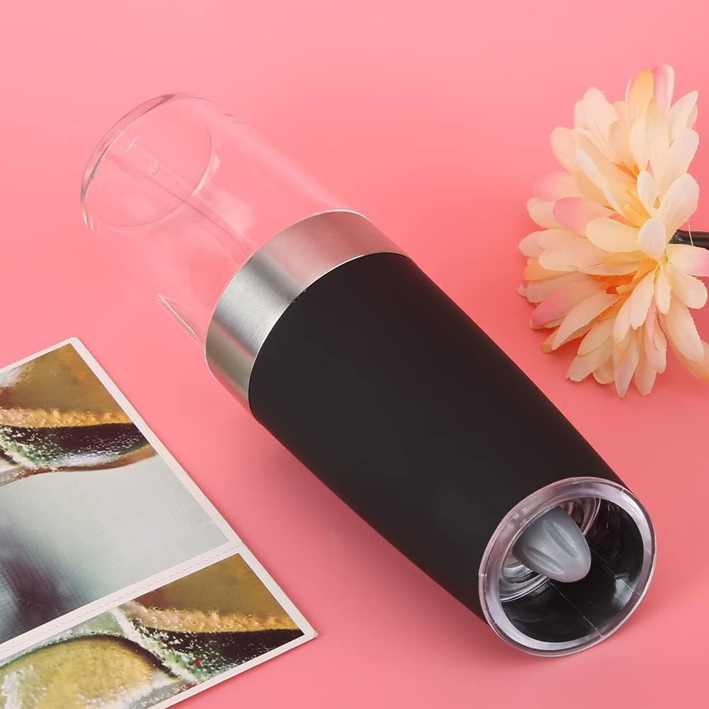 Rasnita Electrica Sare si Piper, Flippy, cu Camera Depozitare Transparenta, Macinare, Functionare pe Baterii, cu Lumina, ABS, 20x6.5 cm, Negru/Transparent [4]