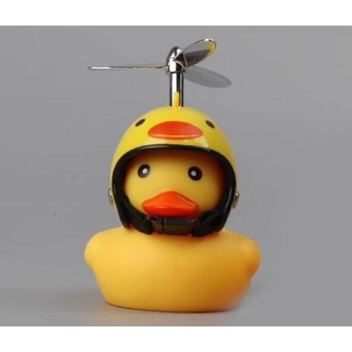 Jucarii interactive - Ratusca Decorativa, Flippy, pentru Bicicleta, Motocicleta, Masina, cu Sistem de Prindere, Lumini, 7.5 x 9 cm, cu Casca, Galben