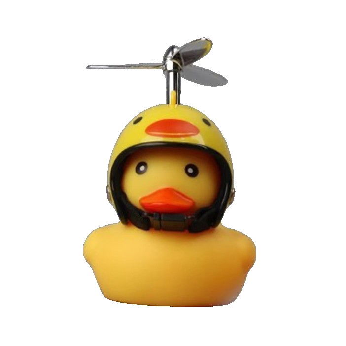 Jucarii interactive - Ratusca Decorativa, Flippy, pentru Bicicleta, Motocicleta, Masina, cu Sistem de Prindere, Lumini, 7.5 x 9 cm, cu Casca, Galben