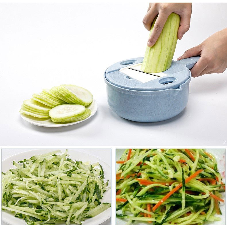 Razatoare multifunctionala Flippy pentru legume, fructe, branzeturi, 10 piese, 27.6x8 cm, albastru [3]