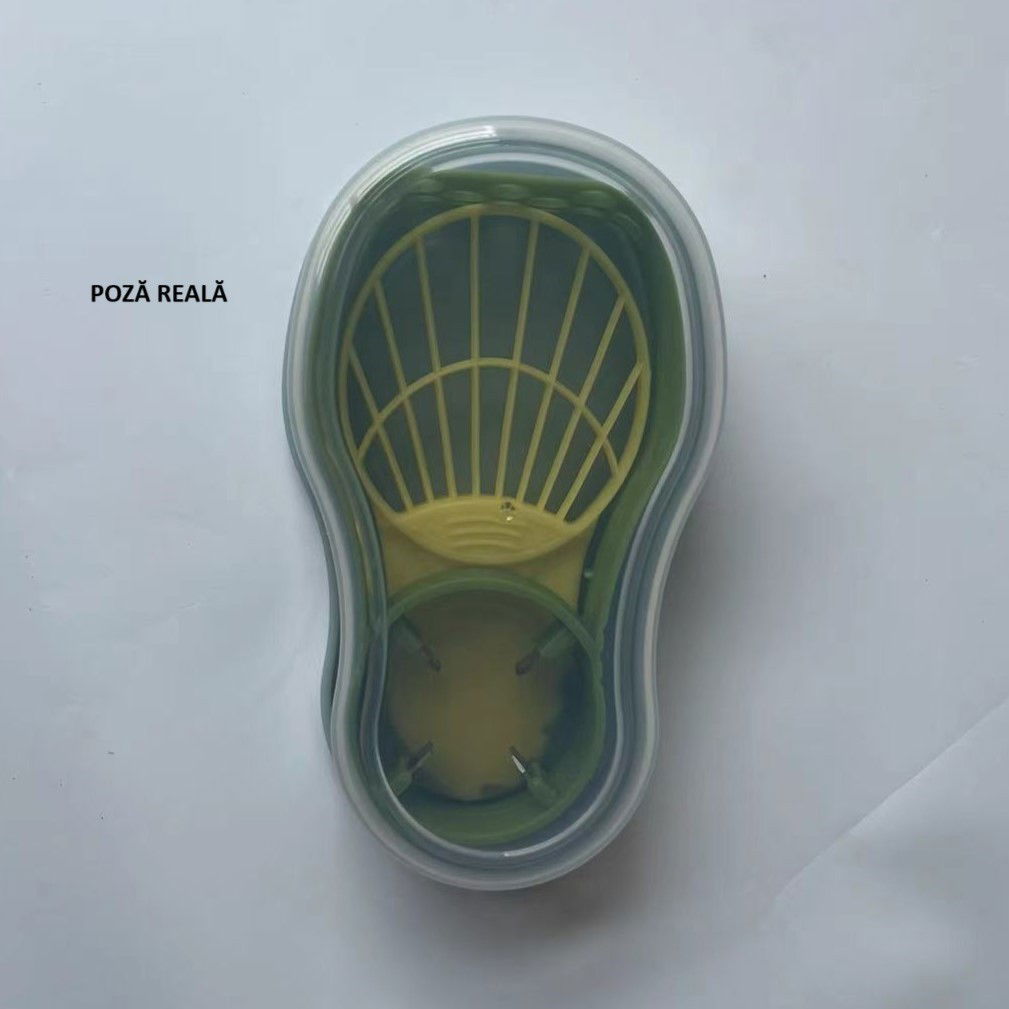 Recipient de Depozitare Avocado 5in1, Flippy, Etans, pentru Frigider, din Plastic, Dispozitiv de Taiat, Curatat, Feliat, 14x4x7 cm, Verde [6]