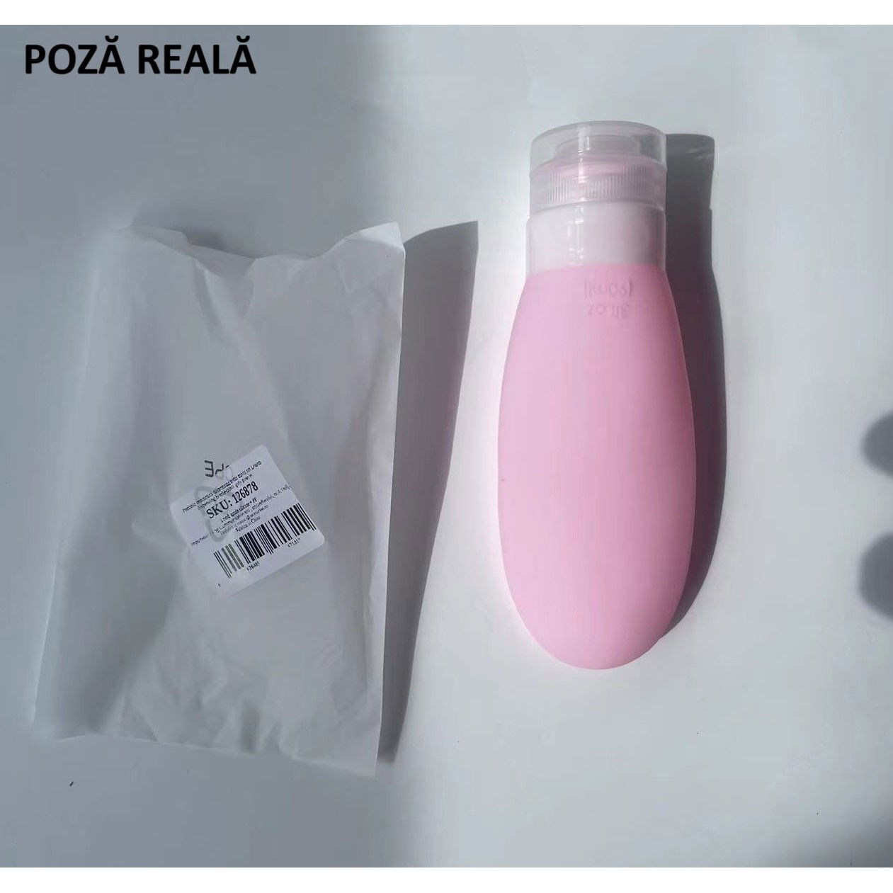 Recipient Portabil din Silicon Elegant de Voiaj, Sticla de Calatorie, Flippy, Potrivita pentru Lotiune, Sampon si Alte Lichide, Anti-scurgere, cu Posibilitate de Reumplere, Capacitate 90mL, 14cm, Roz [6]