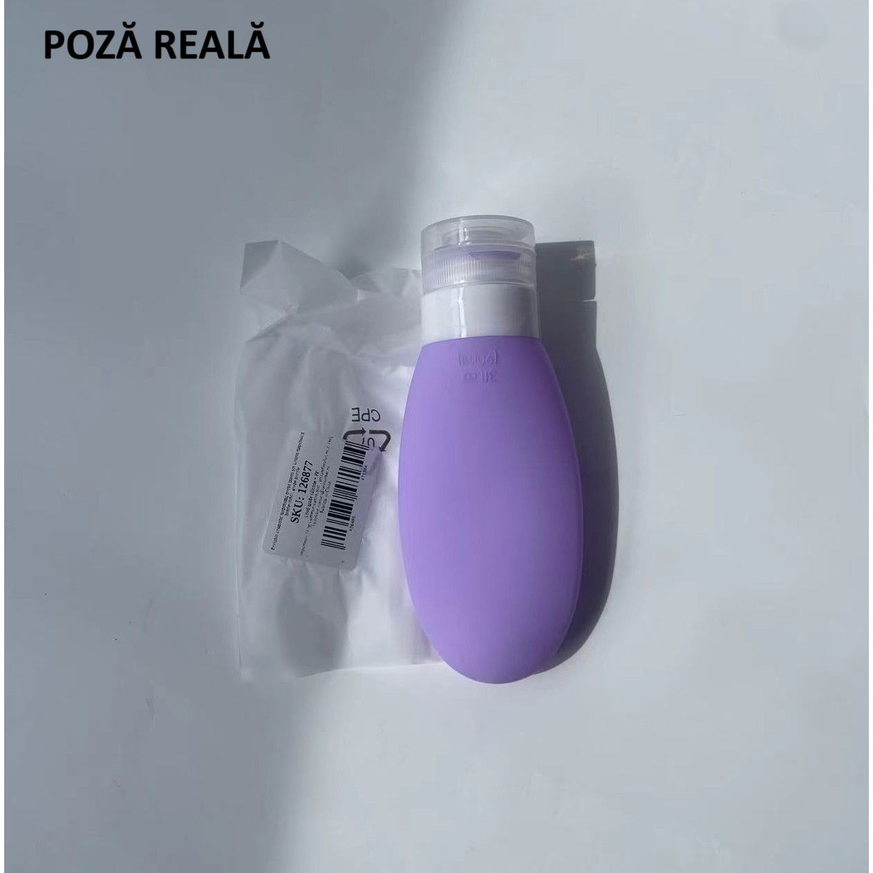 Recipient Portabil din Silicon Elegant de Voiaj, Sticla de Calatorie, Flippy, Potrivita pentru Lotiune, Sampon si Alte Lichide, Anti-scurgere, cu Posibilitate de Reumplere, Capacitate 90mL, Mov [6]
