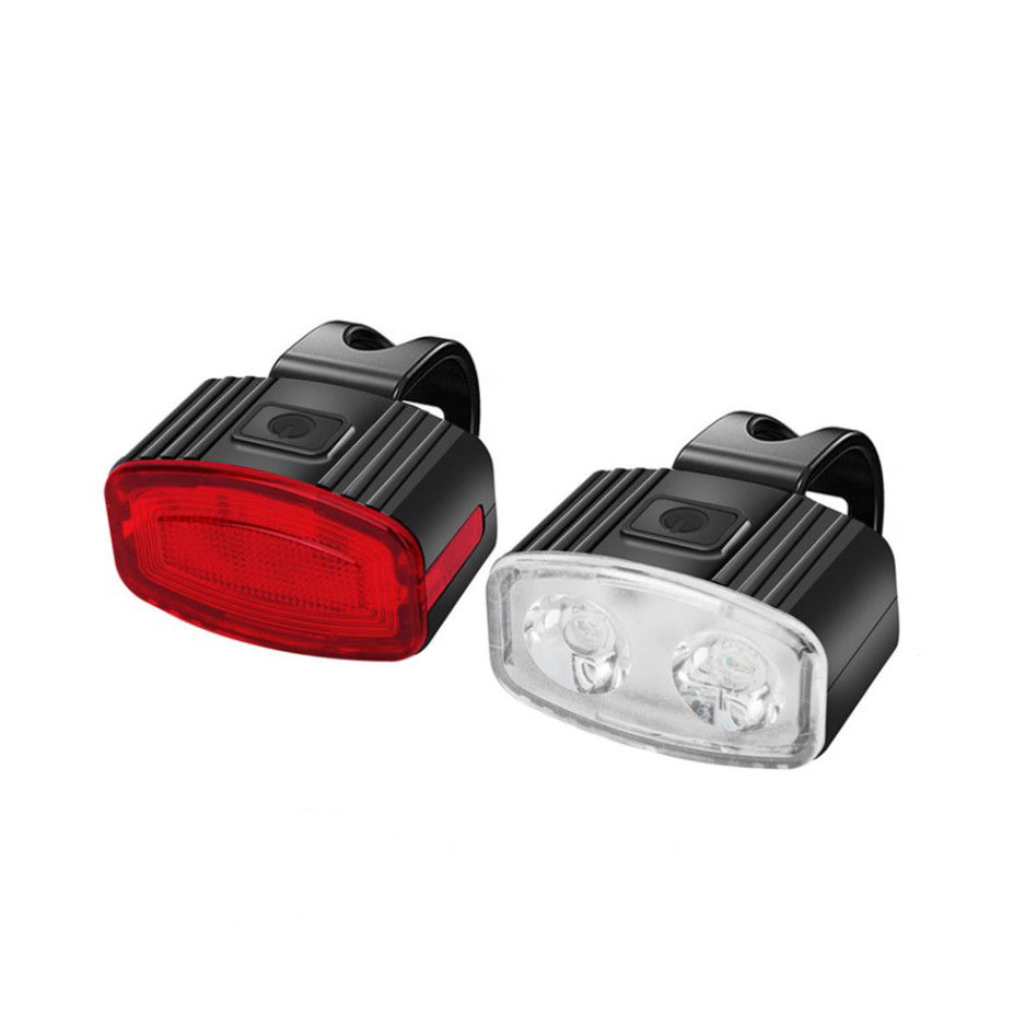 Suporţi Bicicletă - Set far si stop spate LED bicicleta, Flippy, incarcare USB, rezistent la apa, 4 moduri de luminare, Plastic, Alb/Rosu, 10x6x4 cm