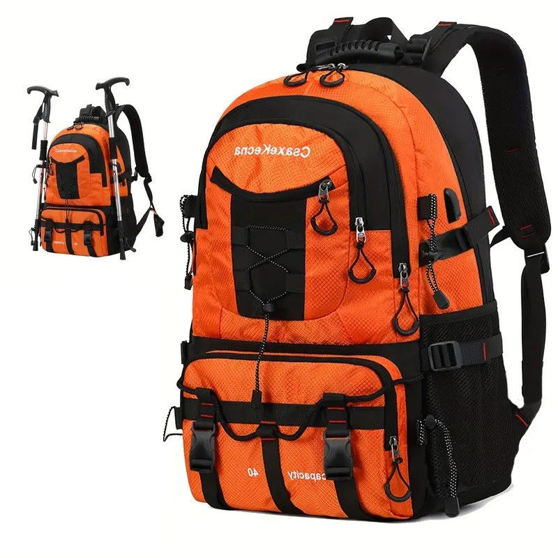 Rucsac Multifunctional de Alpinism, Flippy, Capacitate 36-55 L, de Calatorie, Impermeabil, Slot USB Incarcare Telefon, Bretele Reglabile, 52 x 34 x 19 cm, Portocaliu [5]