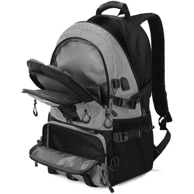 Articole si, Echipamente pentru Transport şi Ridicat - Rucsac Multifunctional de Alpinism, Flippy, Capacitate 36-55 L, de Calatorie, Impermeabil, Slot USB Incarcare Telefon, Bretele Reglabile, 52 x 34 x 19 cm, Gri